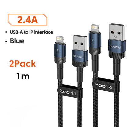 USB Cable for Iphone 14 13 12 Pro Max X XS XR 8 7 plus Ipad Fast Charging Charger Aluminum Ip Cable for Iphone Data Cord