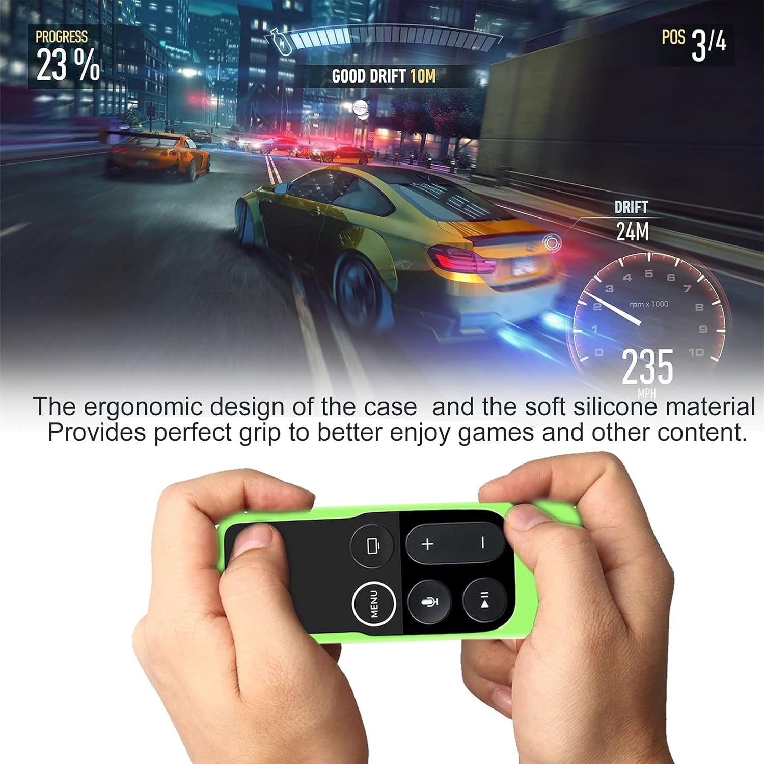 Case Compatible with Apple TV 4K/ 4Th Gen Remote Chartreuse | Light Light Weight Anti-Slip Shock Proof Silicone Cover for Controller for Apple TV Siri Remote