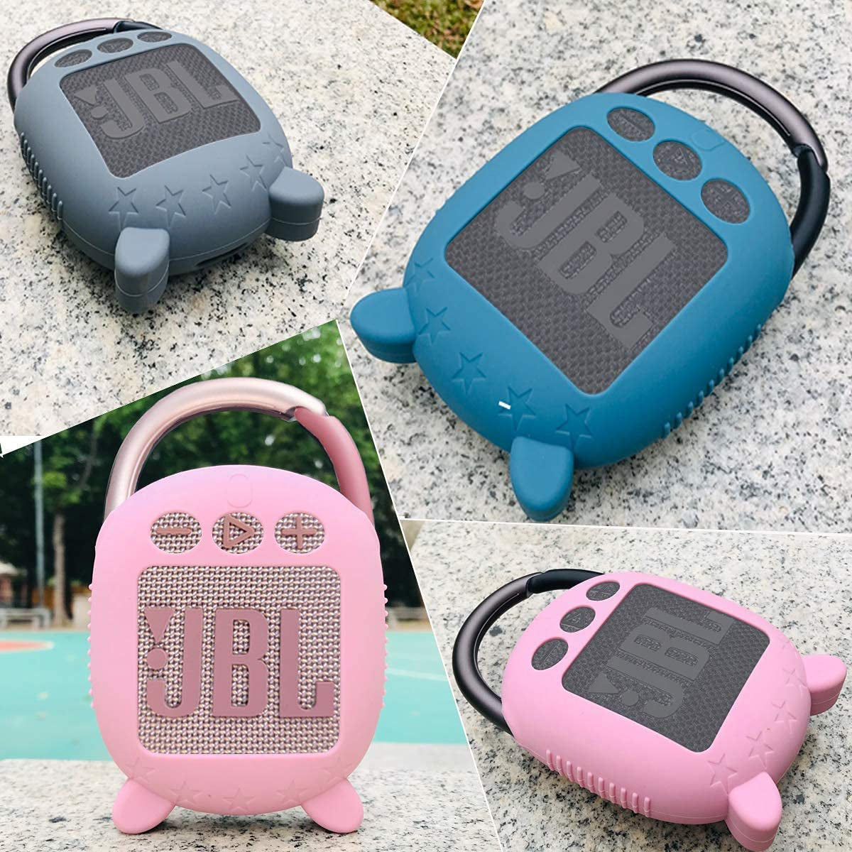 Silicone Cover Case for JBL Clip 4 Portable Bluetooth Speaker | Protective Carrying Case for JBL Clip 4 Portable Bluetooth Speaker Stand up Holder (Grey)