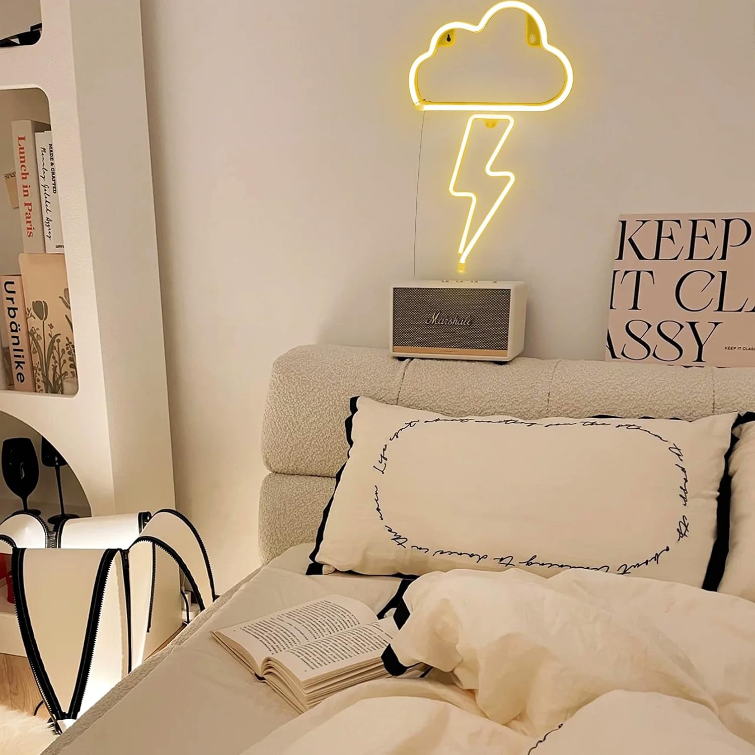 Cute Neon Cloud Sign, Battery or USB Powered Night Light as Wall Decor for Kids Room, Bedroom, Festival, Party (Cloud-Y)