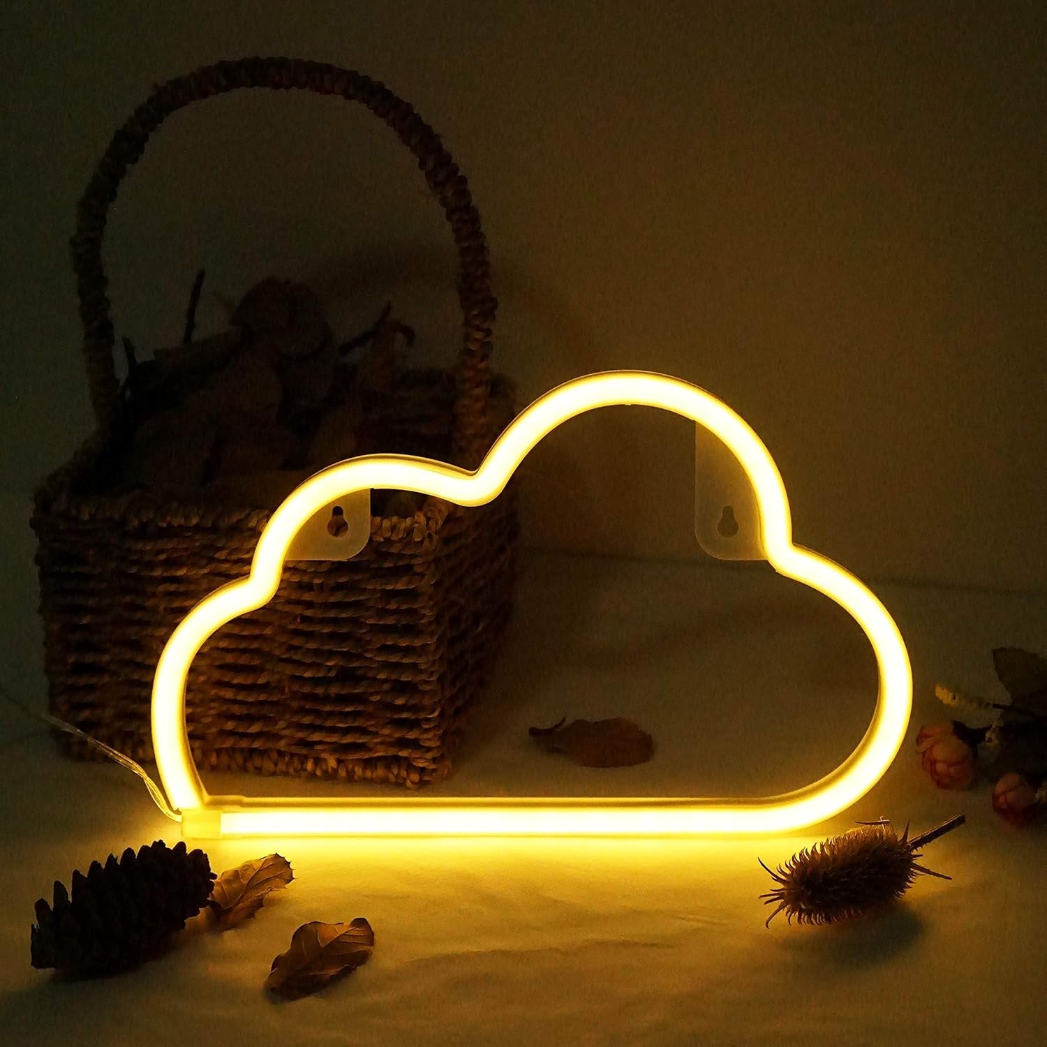 Cute Neon Cloud Sign, Battery or USB Powered Night Light as Wall Decor for Kids Room, Bedroom, Festival, Party (Cloud-Y)