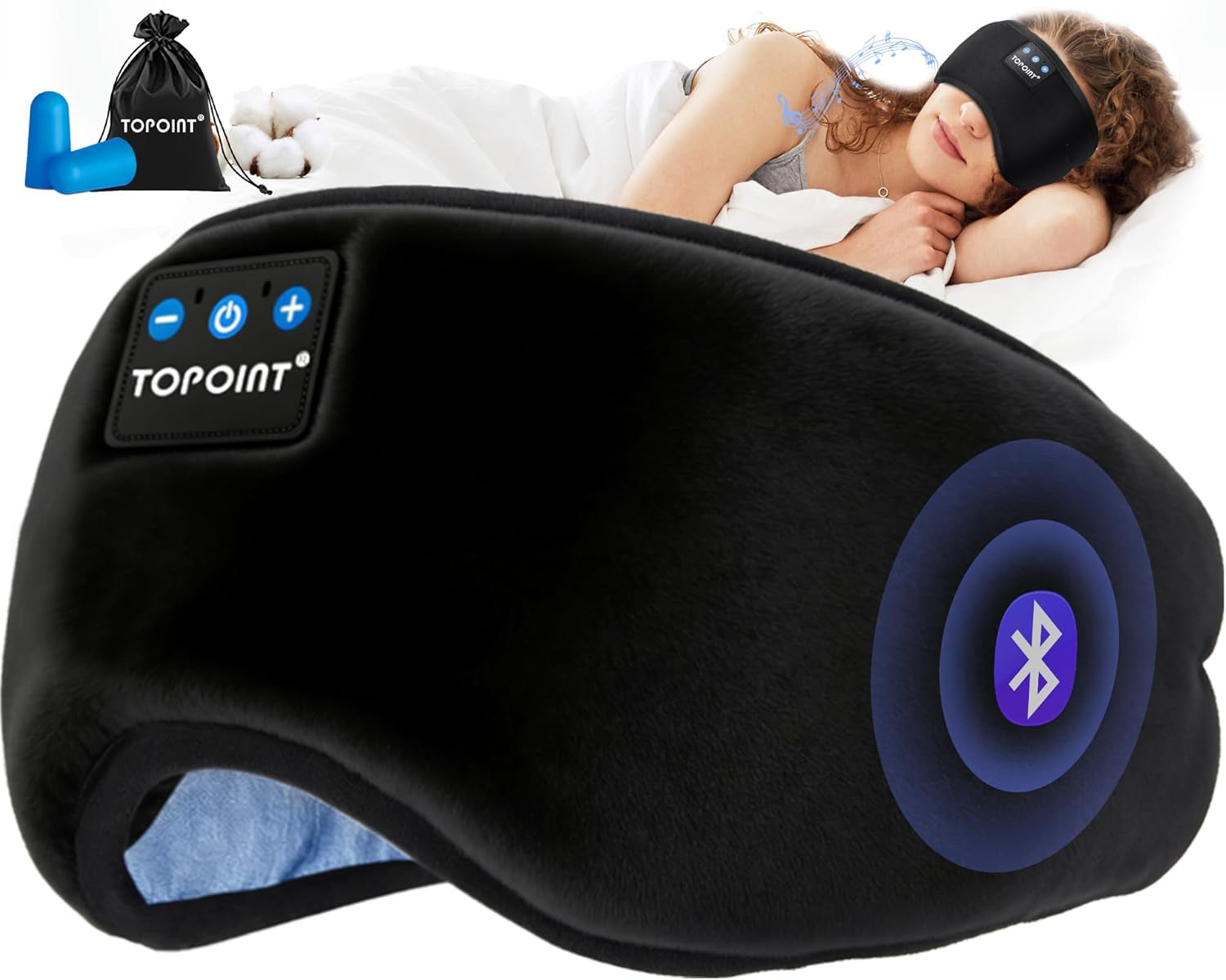 Sleep Mask with Headphones Bluetooth 5.4 Wireless, Sleep Headphones Earphones Earbuds with Microphone HD Speakers Music, Blackout Eye Mask for Sleeping Travel Meditation Men Women Cool Gadgets
