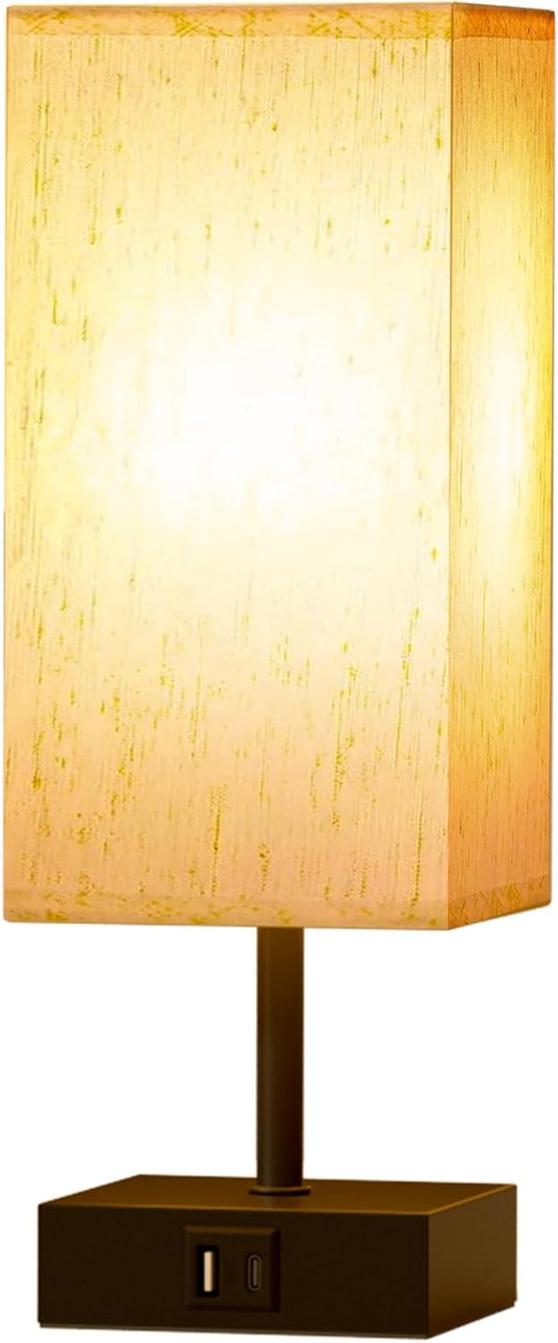 Bedside Table Lamp Touch Control with USB A+ C Nightstand Lamps | Small Lamp for Bedroom, 3 Way Dimmable for Home Living Room, LED Bulb Included, Upgraded Fabric Shade