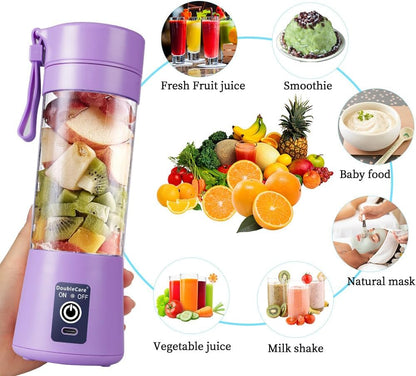 Portable Blender, Electric USB Mini Juicer Blender for Shakes and Smoothies | Six Blades Great for Mixing, Lightweight, 380Ml Travel Blender Cup for Kitchen, Office, Outdoor, Gym or Sports, Purple