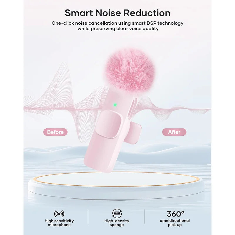 Wireless Lavalier Microphone with USB-C for Android Iphone Ipad Live Streaming Video Recording Live Streaming Mini Microphone