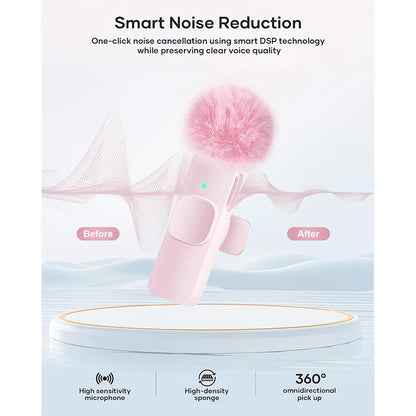Wireless Lavalier Microphone with USB-C for Android Iphone Ipad Live Streaming Video Recording Live Streaming Mini Microphone