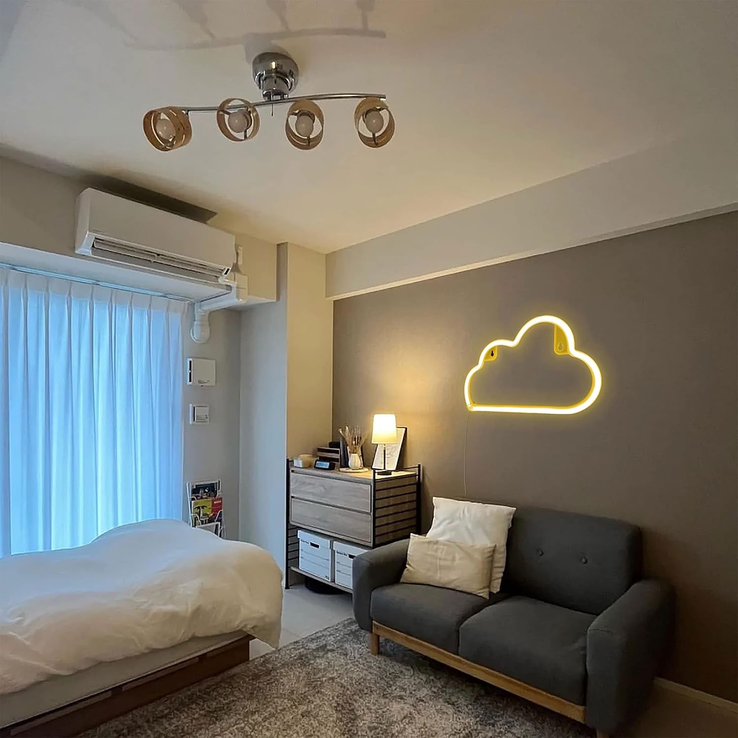 Cute Neon Cloud Sign, Battery or USB Powered Night Light as Wall Decor for Kids Room, Bedroom, Festival, Party (Cloud-Y)