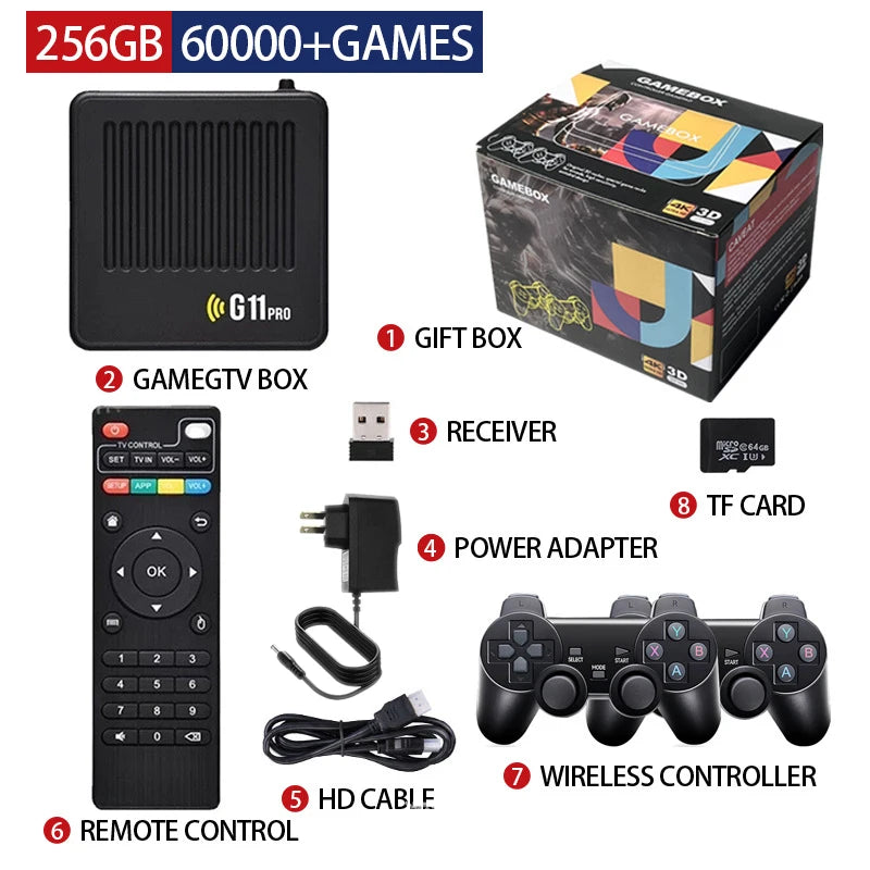 G11 Pro Game Box 4K HD TV Game Stick Video Game Console with 30000-60000 Retro Games Portable Game Player