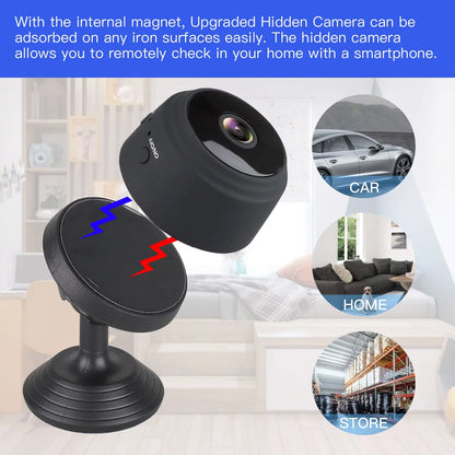 SZDUDU Mini Wireless Security Camera, Full HD 720P Portable Small HD Nanny Cam with Night Vision, Video Record and Motion Detection for Home Car Drone Office and Outdoor Use
