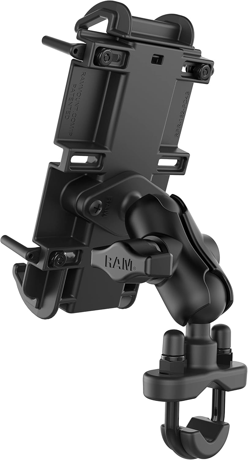 Quick-Grip XL Phone Mount with Handlebar U-Bolt Base | B Size 1" Ball with Short Arm, Fits Motorcycles, Atvs, Utvs and Bikes, for Large Smartphones