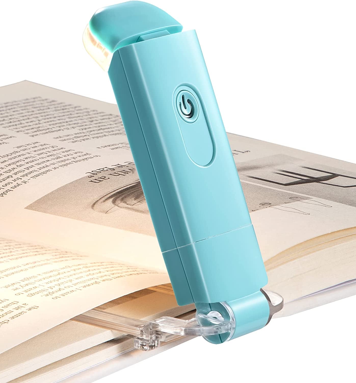 Book Reading Light with Clip, USB Rechargeble Booklight (Blue) | Brightness Adjustable, Amber & Warm White Glow, Flexible Lighting Angle, Sleep Aid Light for Kids, Bookworms, Adults