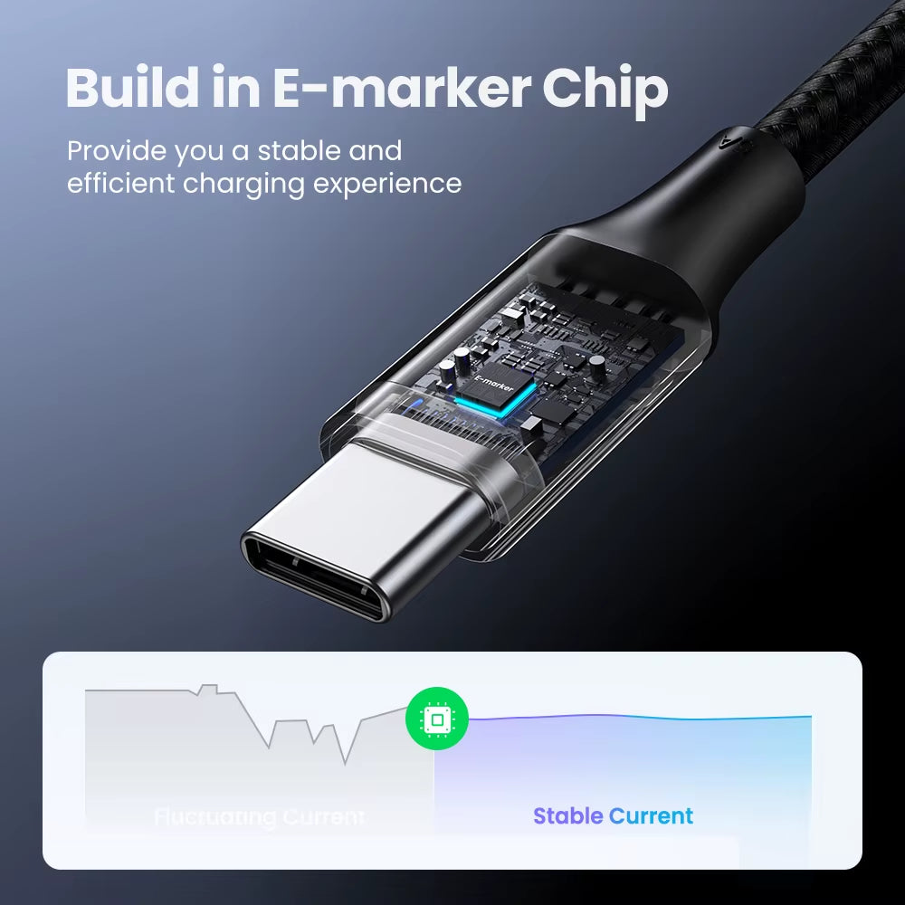 100W USB Type C to USB C Cable for Iphone 17 16 Macbook Ipad Samsung Poco PD Fast Charging Charger Cord 5A E-Marker Chip