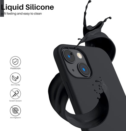 for Iphone 13 Mini Case, Liquid Silicone, Midnight | 4-Layer Liquid Silicone Rubber, Soft Touch Feel, Shockproof Case, Raised Edges, Microfiber Lining