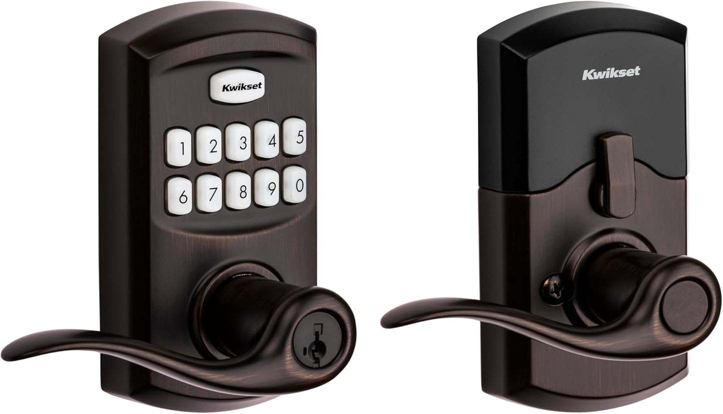 Kwikset 917TNL-11PS Smartcode Keypad Electronic with Tustin Lever Smartkey with 6AL Latch and RCS Strike Venetian Bronze Finish