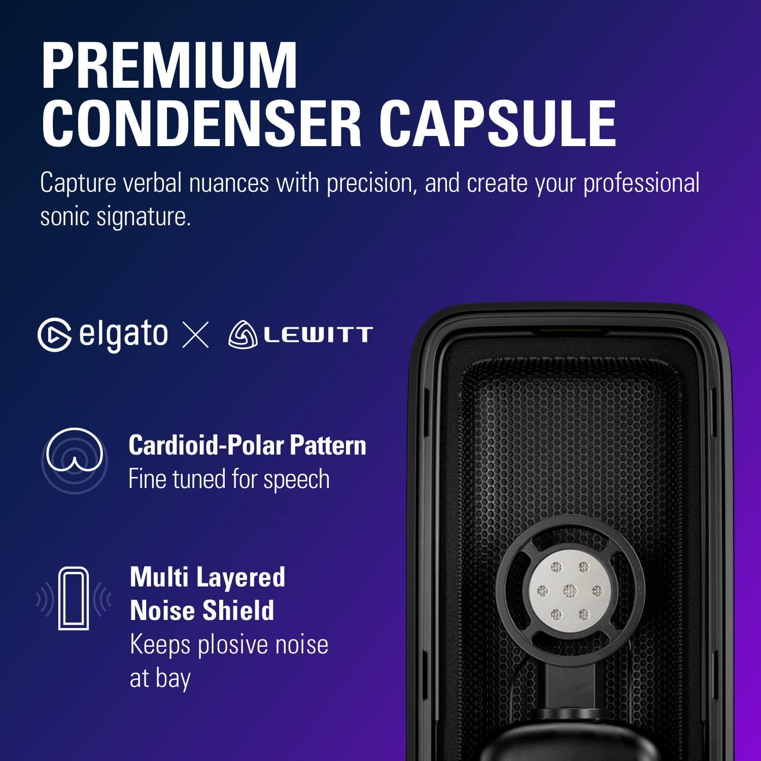 Wave:3 USB Condenser Microphone for Streaming | Cardioid Capsule, 24-Bit/96Khz Audio, Anti-Distortion Clipguard, Free Mixer Software, Plug and Play, for Mac and PC