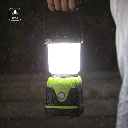 1000LM Battery Powered LED Camping Lantern with 4 Light Modes, Green | Tent Light, Camping Essentials, Waterproof Lantern Flashlight for Camping, Emergency Light, Power Outages, Not Rechargeable