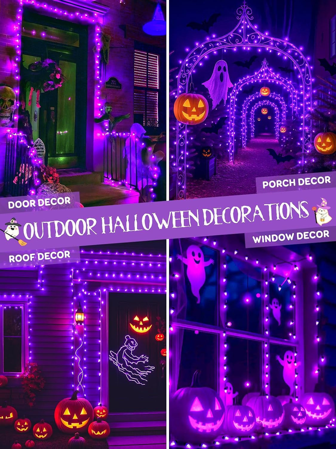 250 LED Linkable C6 Halloween Lights 82FT Purple Halloween Lights Outdoor | Waterproof Twinkle String Lights, Purple Fairy Lights Plug in with 13 Modes & Timer for Halloween Decorations Outdoor Indoor