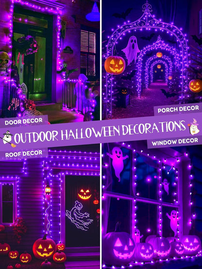 250 LED Linkable C6 Halloween Lights 82FT Purple Halloween Lights Outdoor | Waterproof Twinkle String Lights, Purple Fairy Lights Plug in with 13 Modes & Timer for Halloween Decorations Outdoor Indoor
