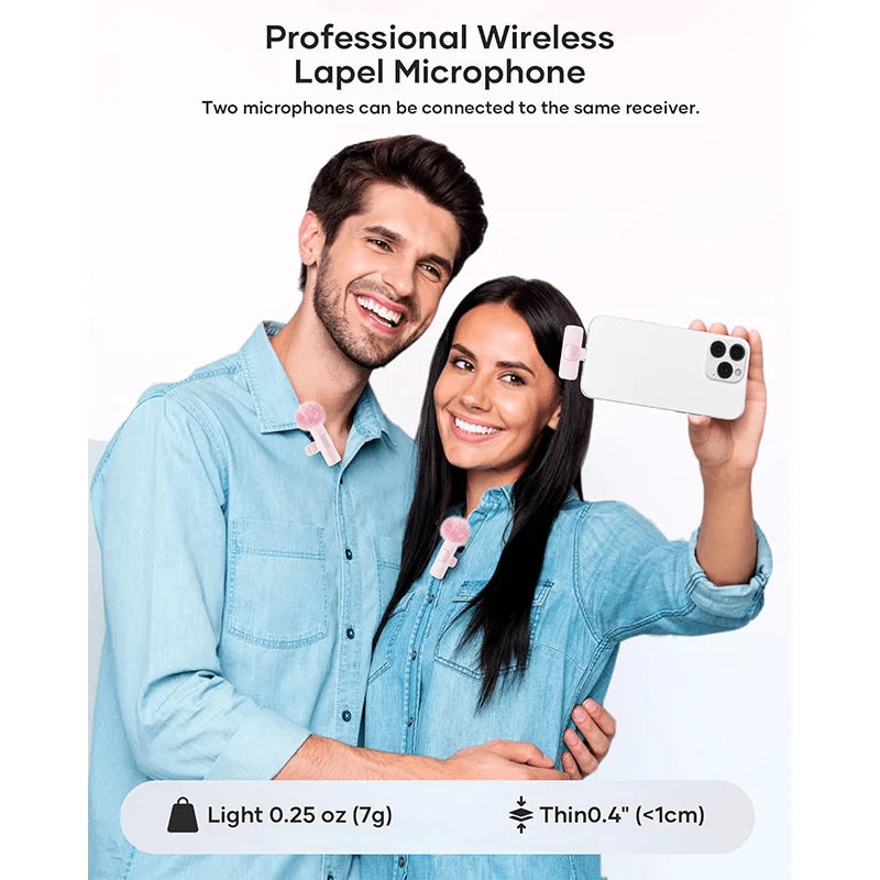 Wireless Lavalier Microphone with USB-C for Android Iphone Ipad Live Streaming Video Recording Live Streaming Mini Microphone