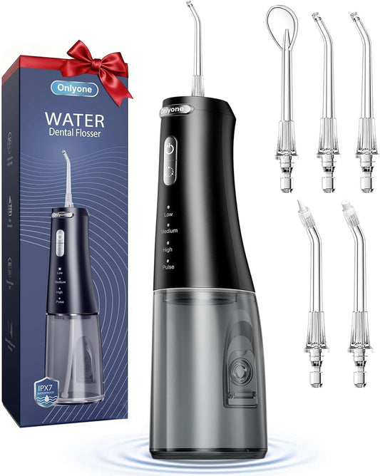 Water Flosser with Adjustable Water Pressure for Daily Oral Care | Rechargeable Portable Oral Irrigator for Orthodontic & Sensitive Gums, Cordless for Home and Travel Use,300Ml Larger Tank
