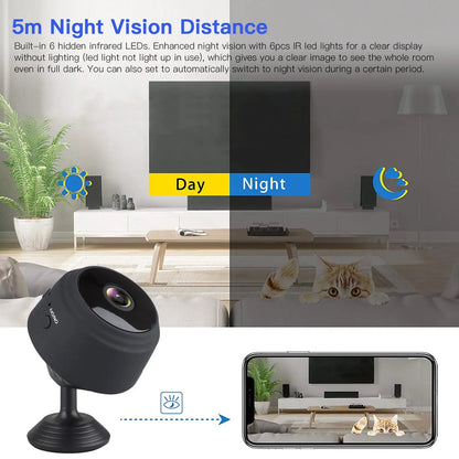 SZDUDU Mini Wireless Security Camera, Full HD 720P Portable Small HD Nanny Cam with Night Vision, Video Record and Motion Detection for Home Car Drone Office and Outdoor Use