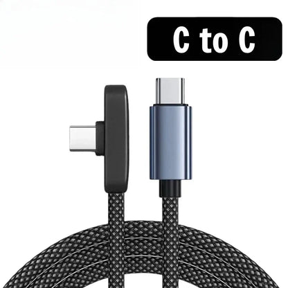 100W Fast Charging Cable Right Angle 90 Degree USB C Type C Data Cord Mobile Phone Fast Charging Data Cable for Iphonesamsung MI