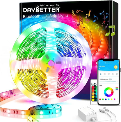 Smart Led Lights 32.8 Ft, 2835 RGB Led Strip Lights Kits with 24 Keys Remote, App Control Timer Schedule Led Music Strip Lights