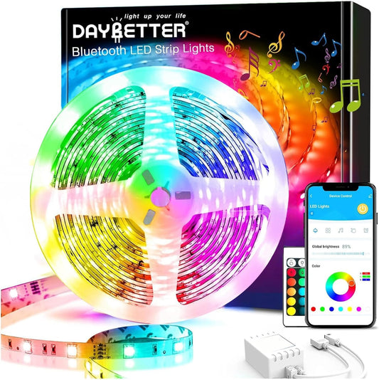 Smart Led Lights 32.8 Ft, 2835 RGB Led Strip Lights Kits with 24 Keys Remote, App Control Timer Schedule Led Music Strip Lights