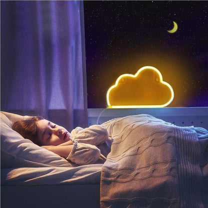 Cute Neon Cloud Sign, Battery or USB Powered Night Light as Wall Decor for Kids Room, Bedroom, Festival, Party (Cloud-Y)