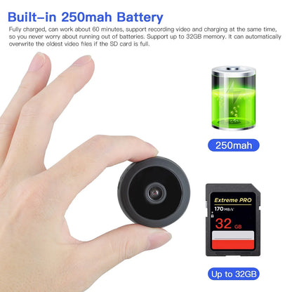 SZDUDU Mini Wireless Security Camera, Full HD 720P Portable Small HD Nanny Cam with Night Vision, Video Record and Motion Detection for Home Car Drone Office and Outdoor Use