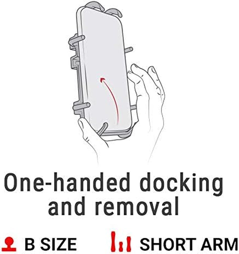 Quick-Grip XL Phone Mount with Handlebar U-Bolt Base | B Size 1" Ball with Short Arm, Fits Motorcycles, Atvs, Utvs and Bikes, for Large Smartphones