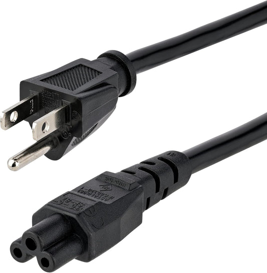 6Ft (1.8M) Laptop Power Cord NEMA 5-15P to C5 (Mickey Mouse) 10A 125V 18AWG Laptop Replacement Charger Cord Brick Cord - UL Listed (PXT101NB3S) | NEMA 5-15P to C5 (Mickey Mouse), UL Listed, Laptop Charger Cord, Laptop Power Brick Cord, 18AWG Laptop Replacement Cord