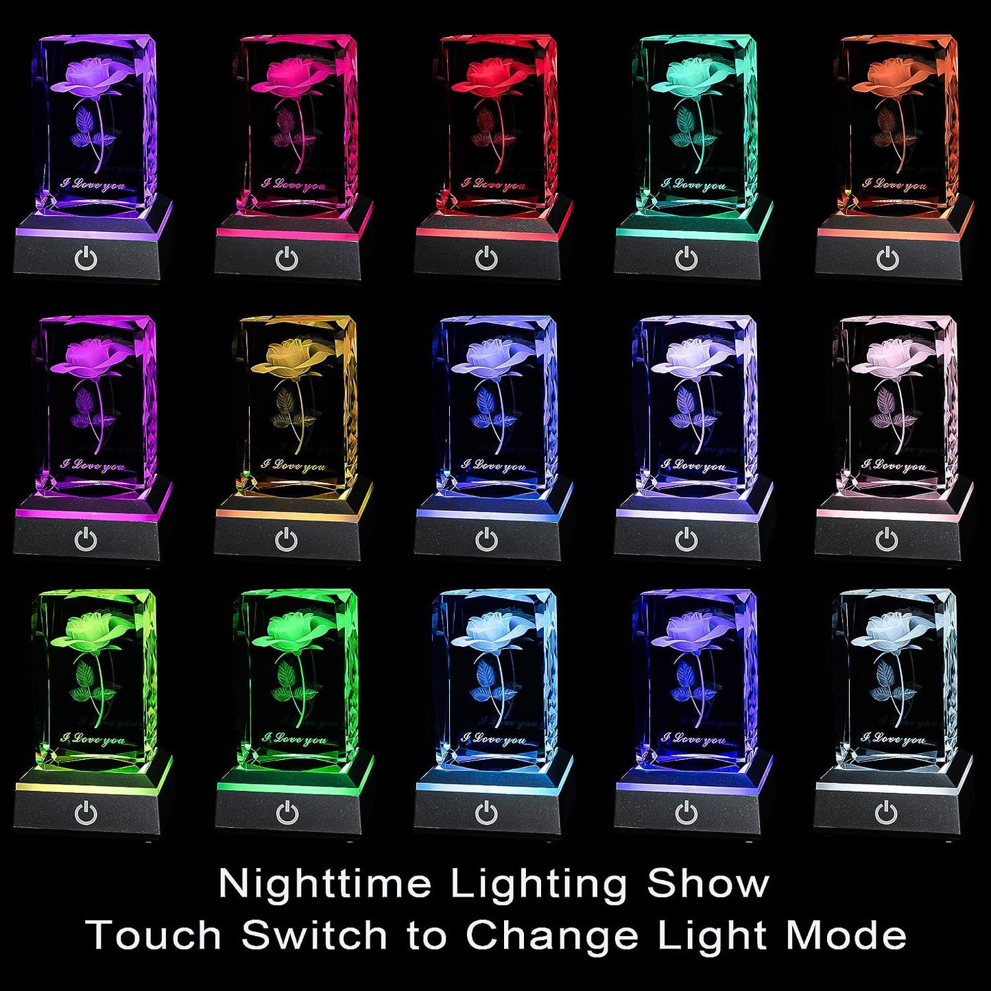 3D Rose Crystal Nightlight,Perfect Mothers Day Gifts for Wife Her Mom from Daughter Husband Son，Mother'S Day Ideas Unique Anniversary Birthday Decolamp Presents