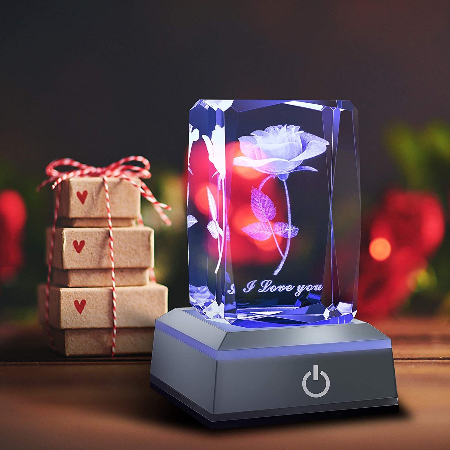 3D Rose Crystal Nightlight,Perfect Mothers Day Gifts for Wife Her Mom from Daughter Husband Son，Mother'S Day Ideas Unique Anniversary Birthday Decolamp Presents