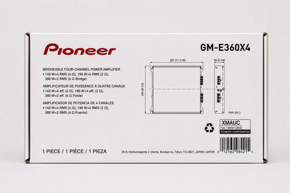 GM-E360X4 4-Channel Bridgeable Car Amplifier, 1000W Max Power, HPF/LPF & Bass Boost