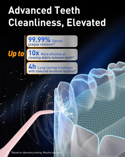 LP221 Cordless Water Flossers for Teeth W/Uvc Light & OLED Display | 335ML 4 Modes Water Jet Dental Picks for Teeth Cleaning, Water Flossing, Gum & Braces Care, Home & Travel Use