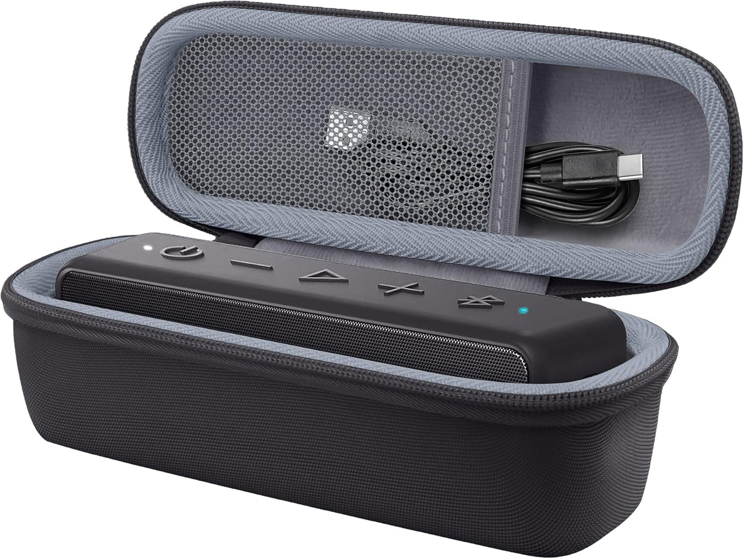 Hard Case for Anker Soundcore/2/Motion B Outdoor Speaker, Black | Space for Charging Cable, Soft Lining, Durable Zippered Shell, Mesh Pocket, Hard Protective Bag