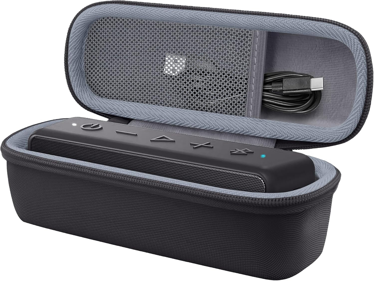 Hard Case for Anker Soundcore/2/Motion B Outdoor Speaker, Black | Space for Charging Cable, Soft Lining, Durable Zippered Shell, Mesh Pocket, Hard Protective Bag