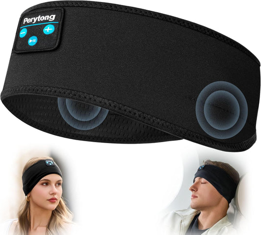 Sleep Headphones Bluetooth Wireless Sports Headband, Long Playtime Lightweight Headphones Hi-Fi Stereo Ergonomic ASMR Sleep Headphone Cool Gadget Gift for Men Women Black
