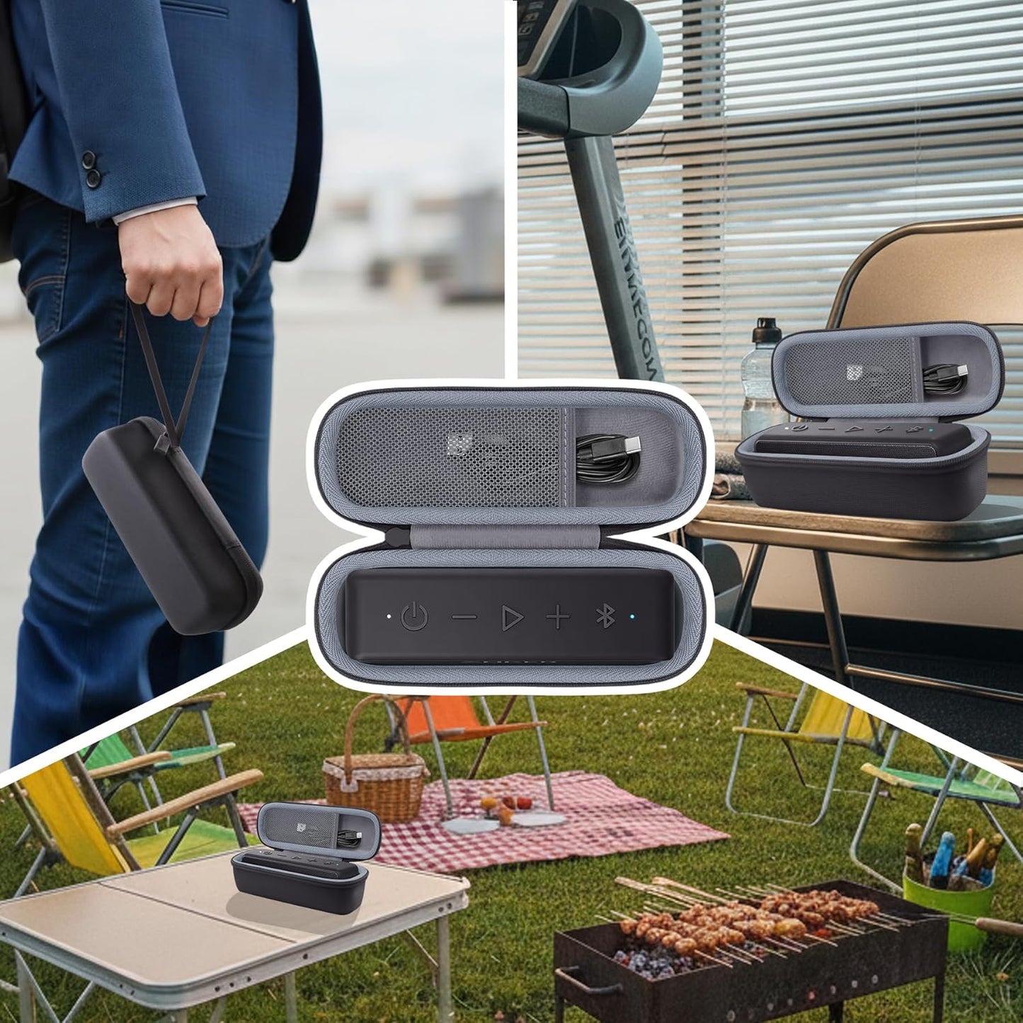Hard Case for Anker Soundcore/2/Motion B Outdoor Speaker, Black | Space for Charging Cable, Soft Lining, Durable Zippered Shell, Mesh Pocket, Hard Protective Bag