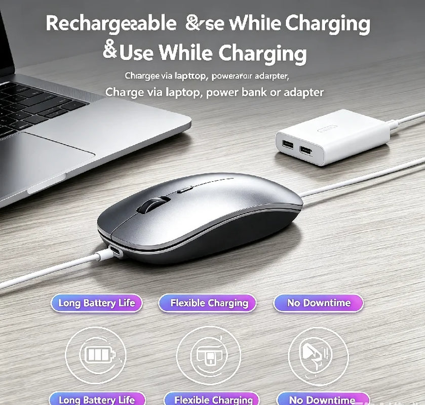 Ergonomic Wireless Gaming Mouse RGB Backlight USB Compatible Rechargeable Silent Backlit Mouse for Laptop PC - Silent Gaming Mic