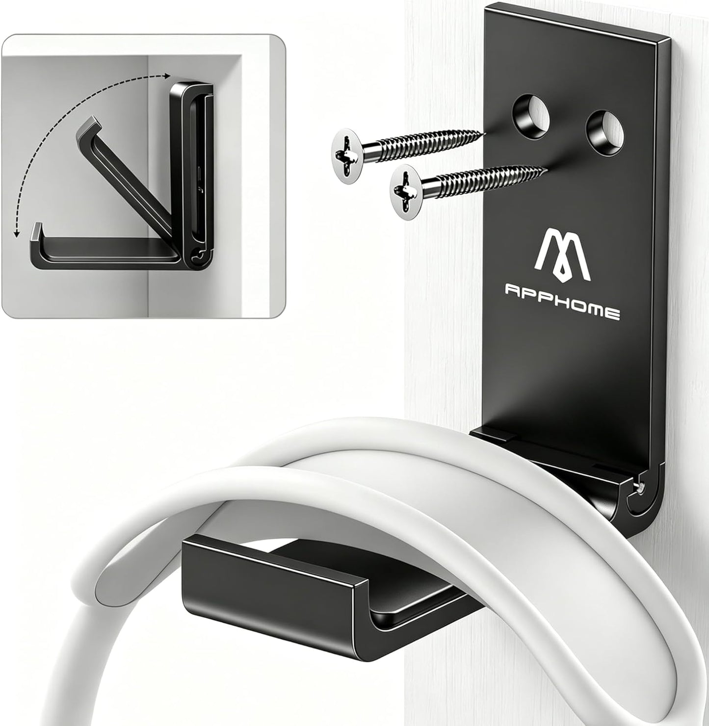 Foldable Aluminum Headphone Stand & Headset Holder Mount, under Desk Wall Hook with No-Scratch Silicone Pad, Strong Adhesive Gaming Headset Hanger for PC, Home & Office