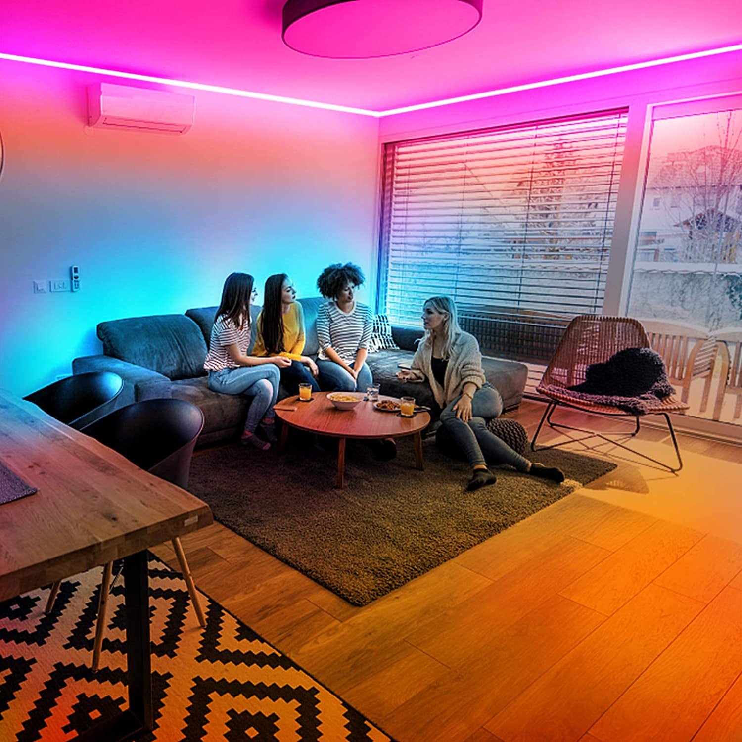 Smart Led Lights 32.8 Ft, 2835 RGB Led Strip Lights Kits with 24 Keys Remote, App Control Timer Schedule Led Music Strip Lights