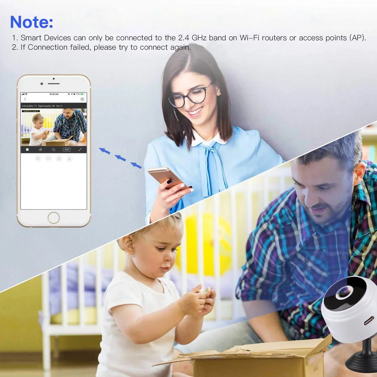 SZDUDU Mini Wireless Security Camera, Full HD 720P Portable Small HD Nanny Cam with Night Vision, Video Record and Motion Detection for Home Car Drone Office and Outdoor Use