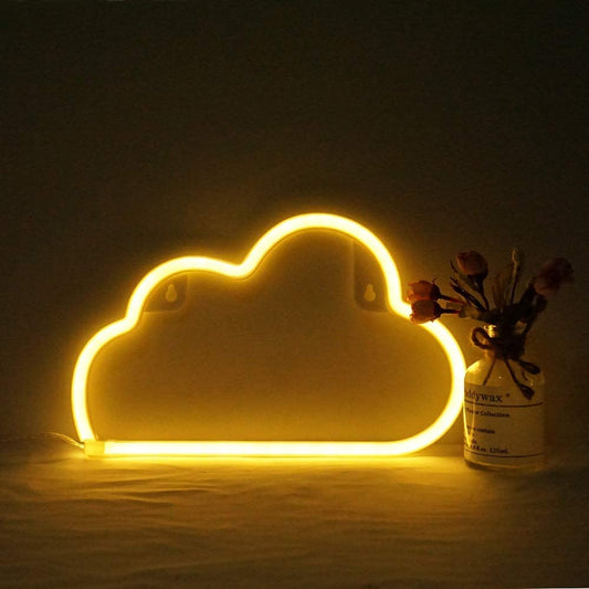 Cute Neon Cloud Sign, Battery or USB Powered Night Light as Wall Decor for Kids Room, Bedroom, Festival, Party (Cloud-Y)