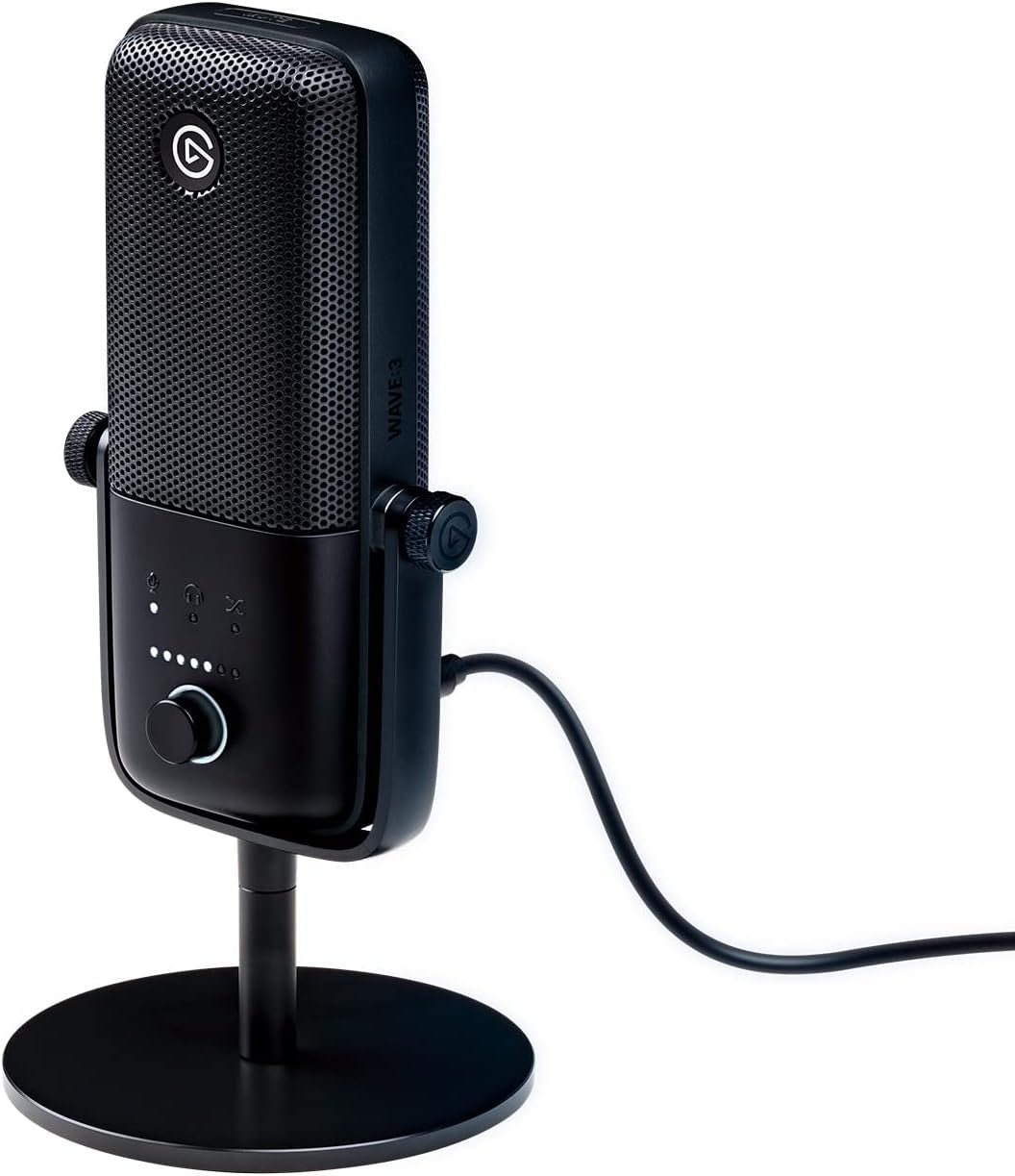 Wave:3 USB Condenser Microphone for Streaming | Cardioid Capsule, 24-Bit/96Khz Audio, Anti-Distortion Clipguard, Free Mixer Software, Plug and Play, for Mac and PC