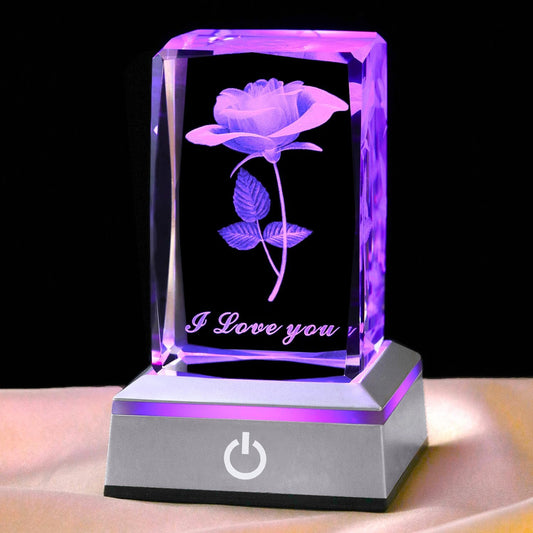 3D Rose Crystal Nightlight,Perfect Mothers Day Gifts for Wife Her Mom from Daughter Husband Son，Mother'S Day Ideas Unique Anniversary Birthday Decolamp Presents