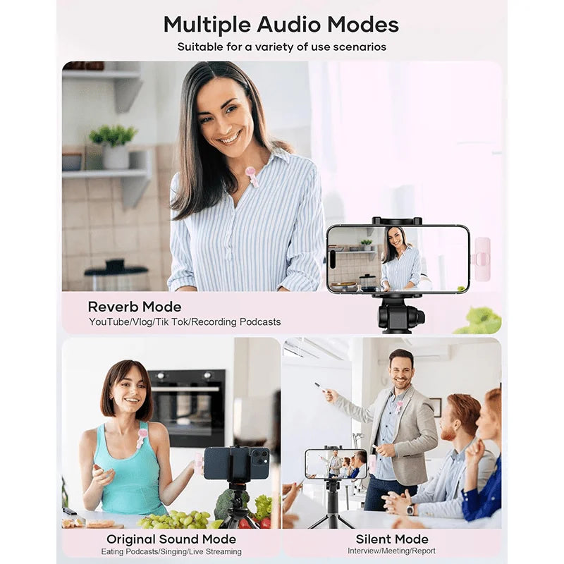 Wireless Lavalier Microphone with USB-C for Android Iphone Ipad Live Streaming Video Recording Live Streaming Mini Microphone