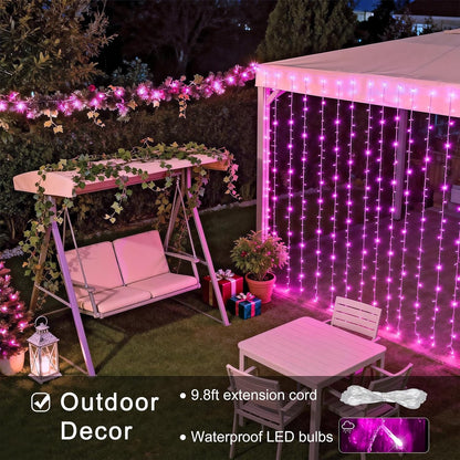 300 LED Curtain Lights, Pink String Lights for Bedroom, 9.8X9.8 Ft | Plug in Hanging Lights with Remote, for Dorm, Window, Wall, Birthday Party, Girls' Room, Valentine'S Day Indoor Outdoor Decor
