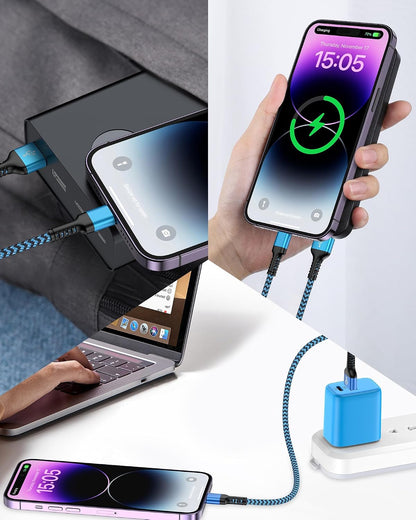 Short Iphone Charger Cord, 1Ft/2Pcs USB a to Lightning Cable Fast Charging | [Apple MFI Certified] Braided Phone Charger Data Sync for Iphone 14 Pro Max 13 12 Pro/11/Xs/Xr/X/Se/8 Plus/7/6S, Ipad for Car